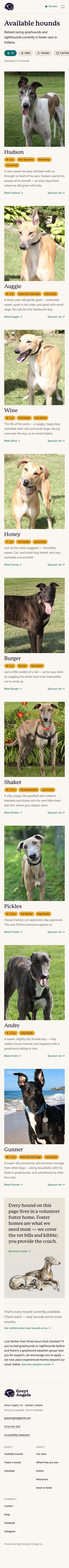The Available hounds page at 390, in the hand