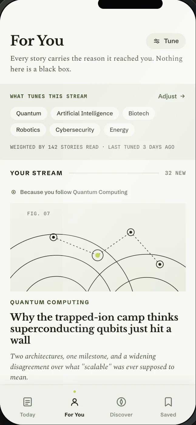 Prototyped half: the same For You screen running in React